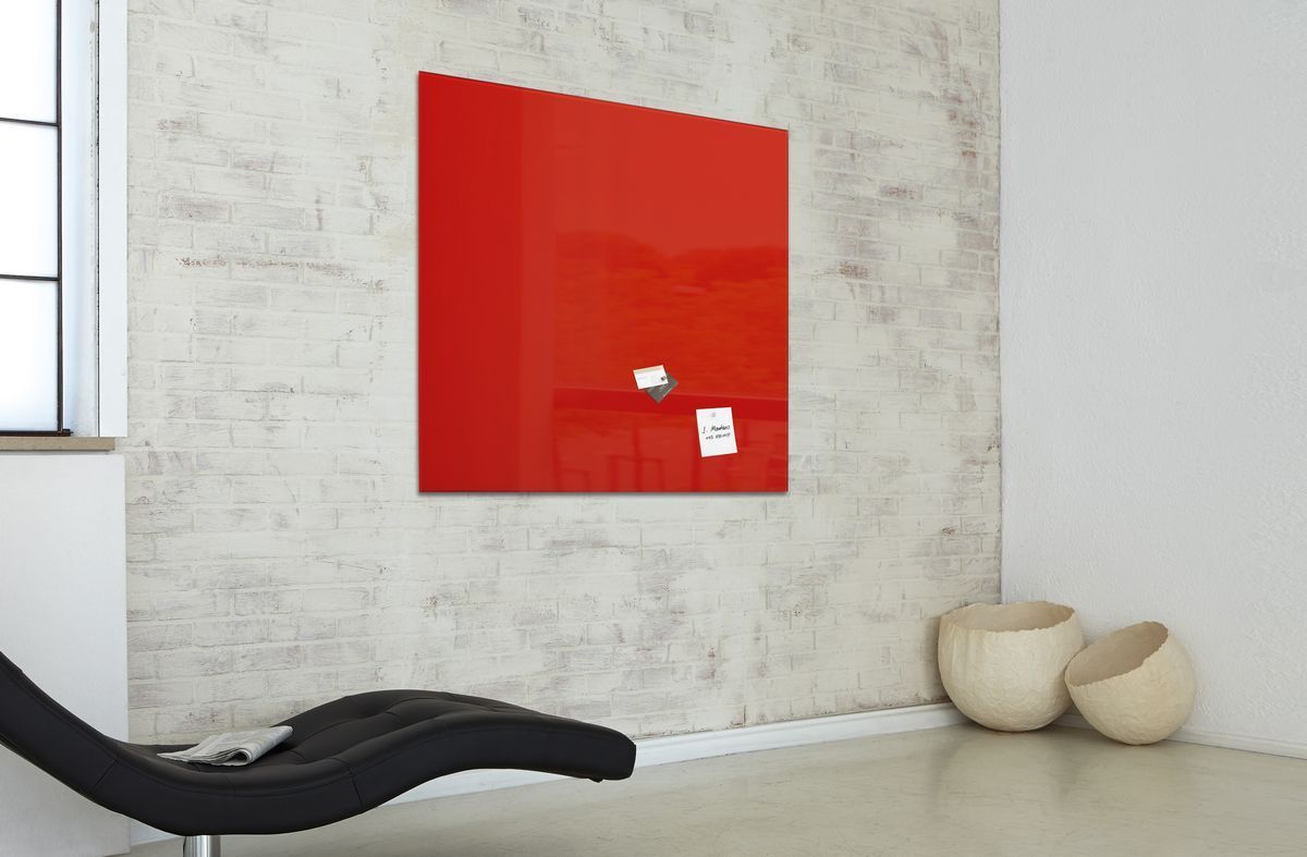 Glas-Magnetboard Artverum - rot, 100 x 100 cm Glas-Magnetboard Artverum - rot, 100 x 100 cm