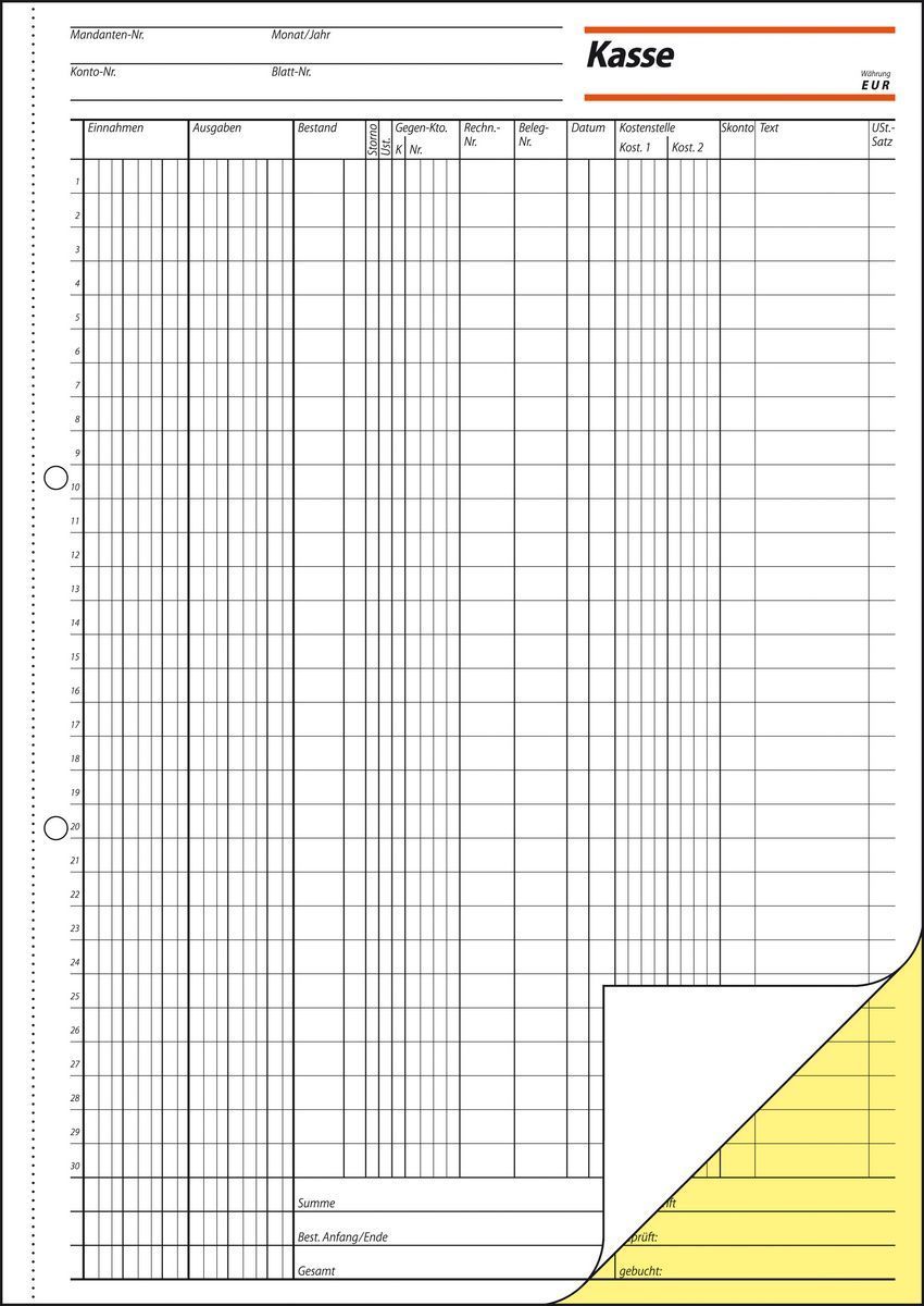 EDV-Kassenbuch Steuerschiene 300 - A4, 1. und 2. Blatt bedruckt, 2 x 50 Blatt EDV-Kassenbuch Steuerschiene 300 - A4, 1. und 2. Blatt bedruckt, 2 x 50 Blatt