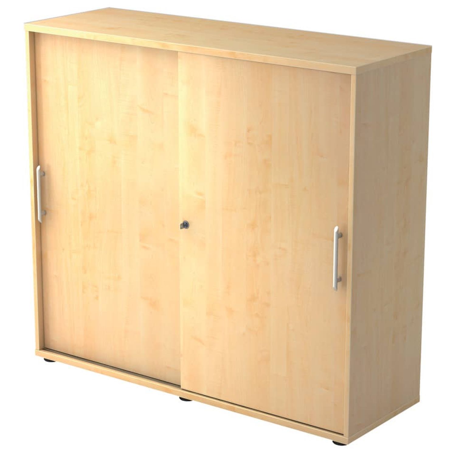 Schiebetürschrank - 3OH, 120 cm, Relinggriff, Ahorn/Ahorn, mit Montageservice