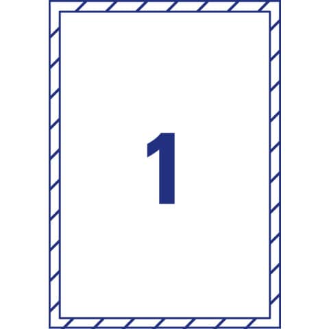 Universaletiketten Avery Zweckfrom L9001-10, Hinterglas-Etiketten, 210 x 297 mm, weiß, 10 Blatt mit 10 Etiketten, ablösbar