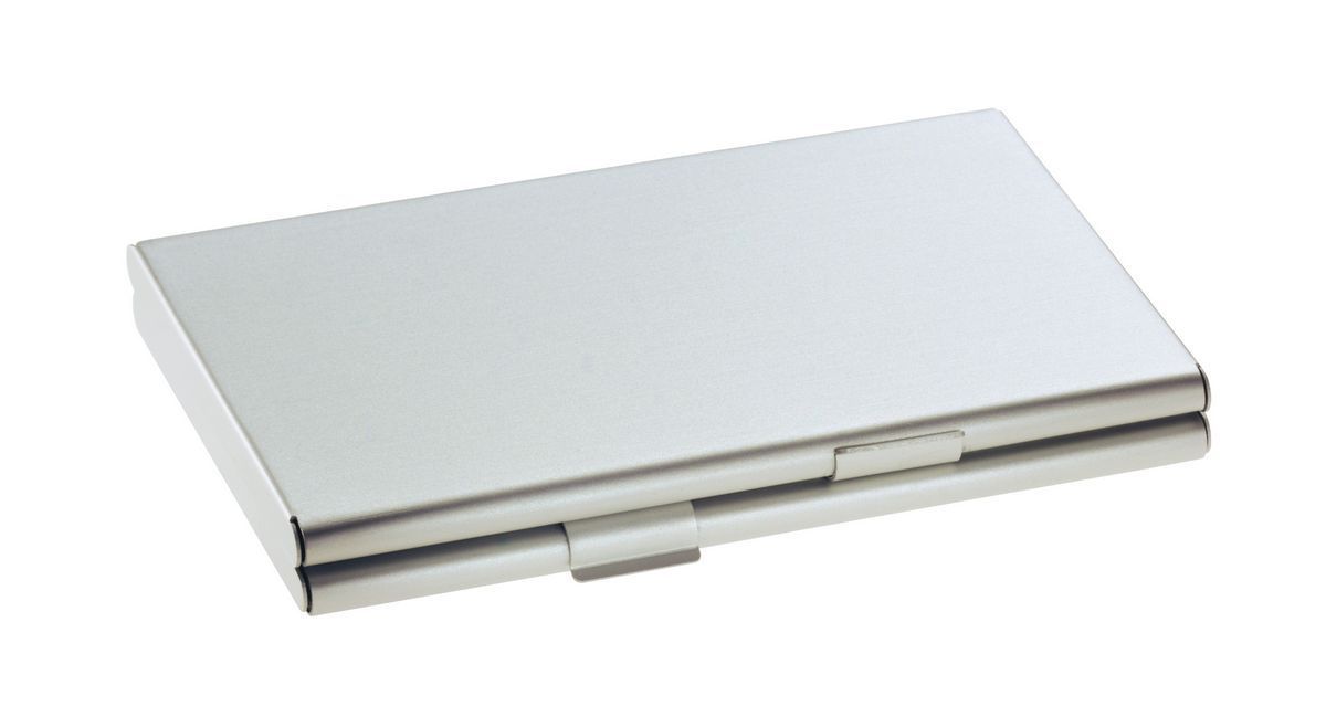 Visitenkarten-Etui Twin - 92 x 63 x 10 mm, silber, matt, mit 2 Fächern Visitenkarten-Etui Twin - 92 x 63 x 10 mm, silber, matt, mit 2 Fächern