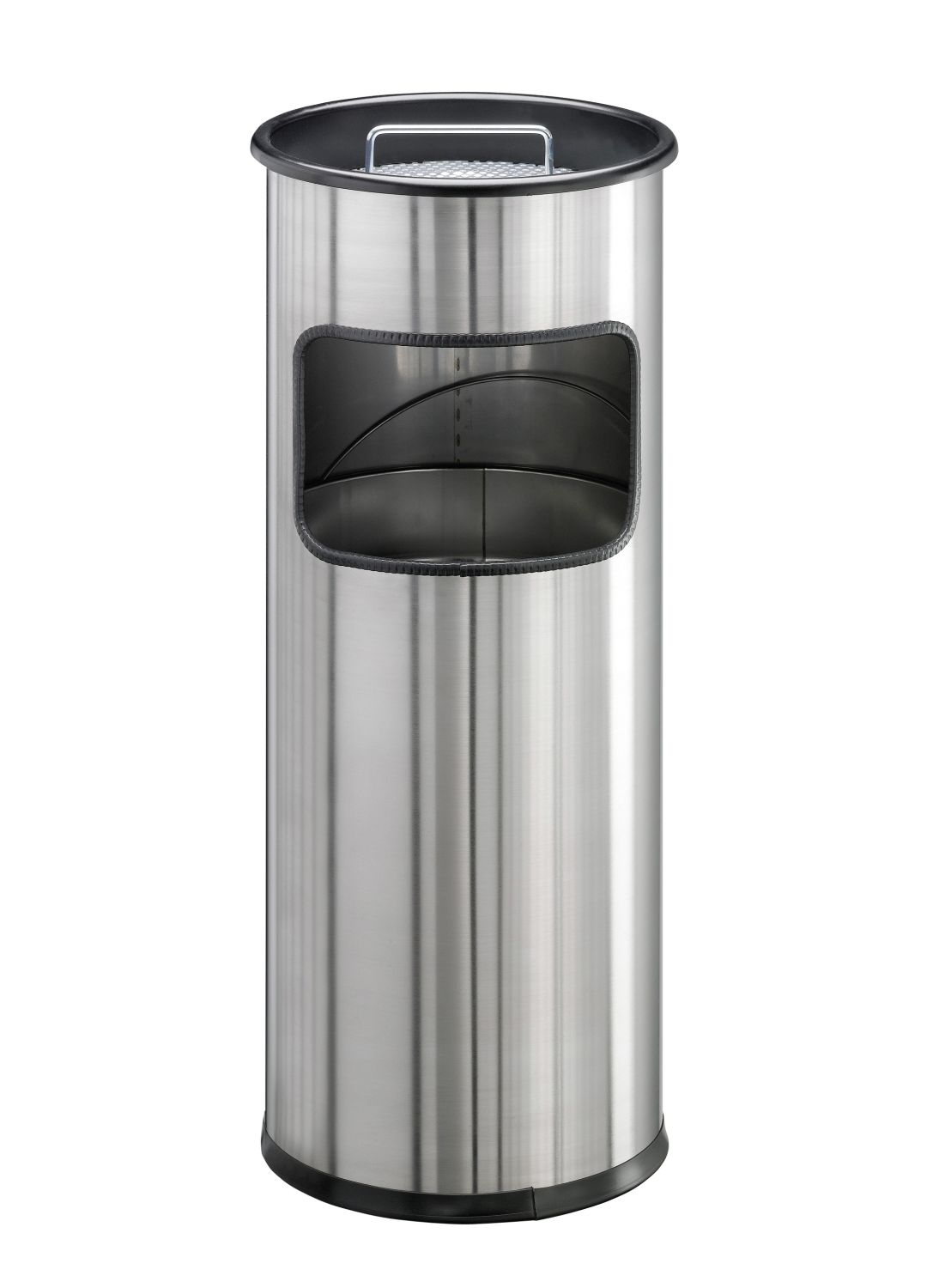 Papierkorb mit Ascher EDELSTAHL - Ø260 x 620 mm, 17 l, metallic silber Papierkorb mit Ascher EDELSTAHL - Ø260 x 620 mm, 17 l, metallic silber