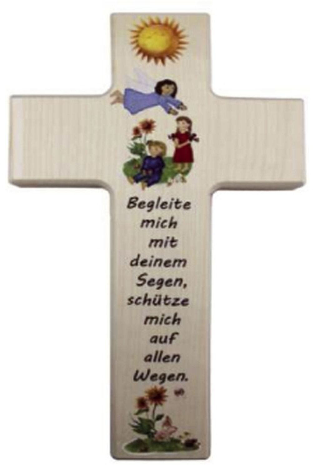 Kinderkreuz  "Begleite mich mit deimem Segen" - Holz, 20 x 12 cm