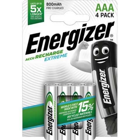Akku Rechargeable Extreme Micro AAA 1,2Volt 800mAh, weiß/grün, 4 Stück Akku Rechargeable Extreme Micro AAA 1,2Volt 800mAh, weiß/grün, 4 Stück