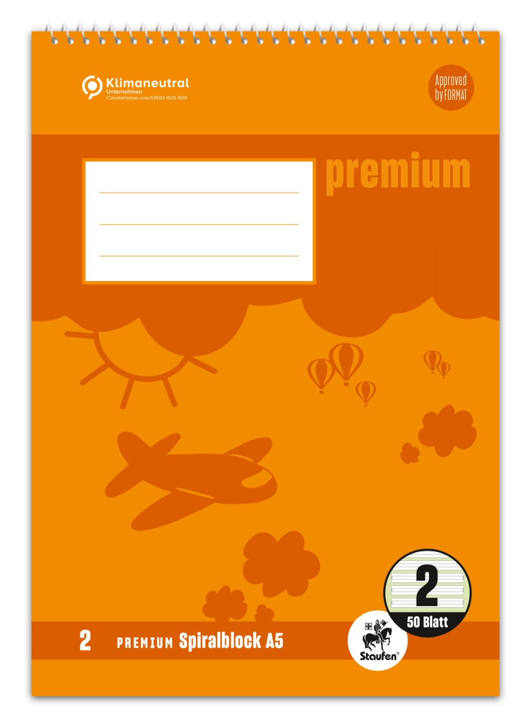 Spiralblock PREMIUM LIN 2 - A5, 40 Blatt, liniert Spiralblock PREMIUM LIN 2 - A5, 40 Blatt, liniert
