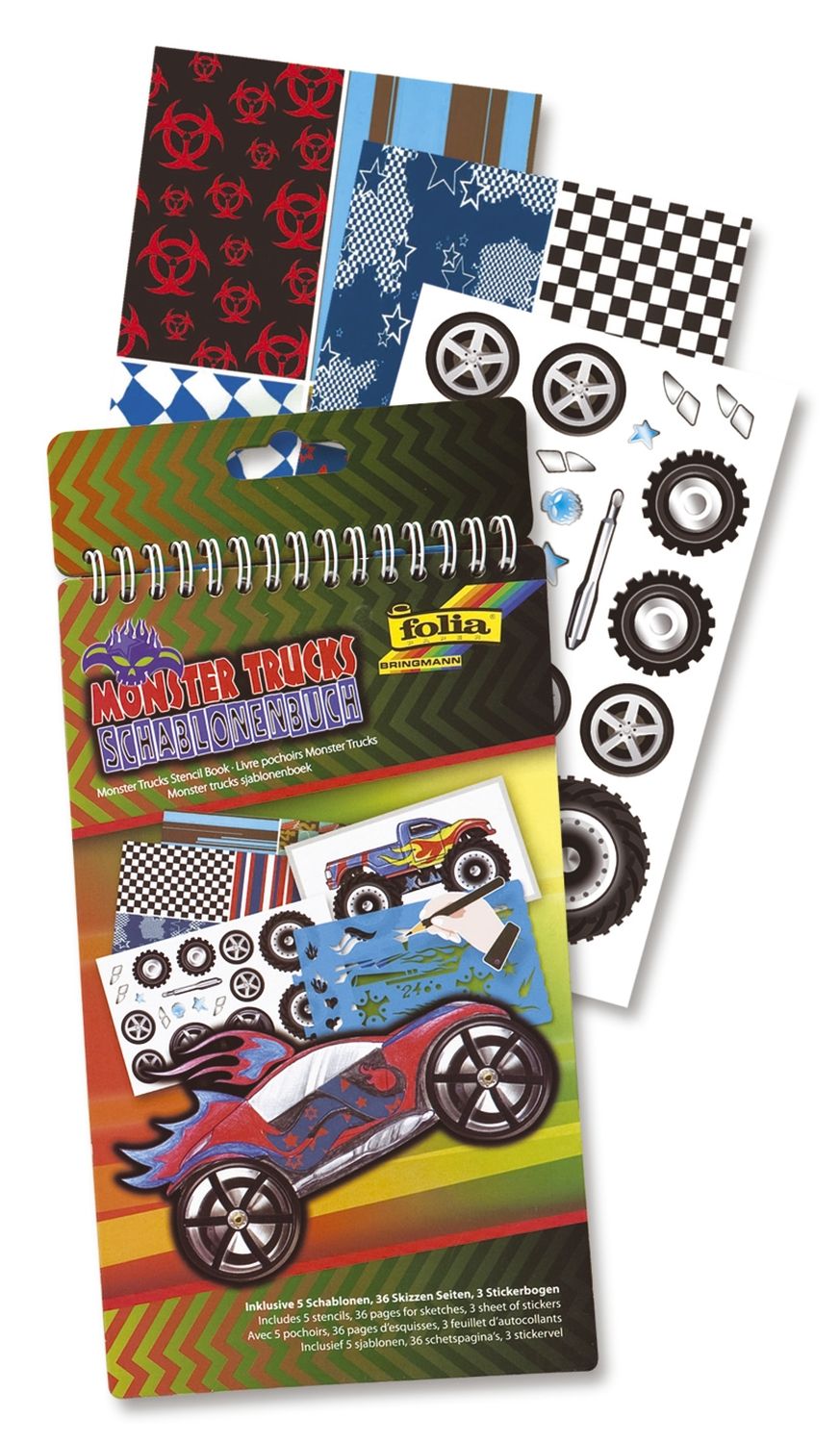 Schablonenbuch "Monster Trucks" - 14,2 x 24 cm Schablonenbuch "Monster Trucks" - 14,2 x 24 cm