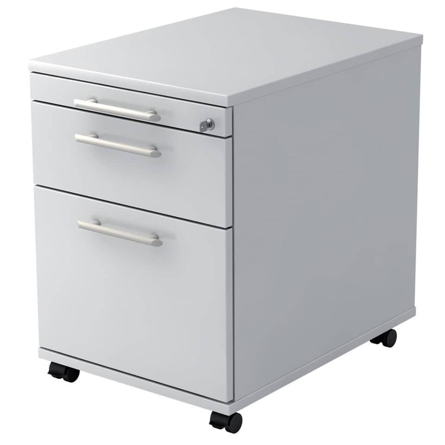 Rollcontainer - 42,8 x 59 x 58 cm, 1 Schub, Hängeregistratur, Relinggriff, Weiß, mit Montageservice Rollcontainer - 42,8 x 59 x 58 cm, 1 Schub, Hängeregistratur, Relinggriff, Weiß, mit Montageservice