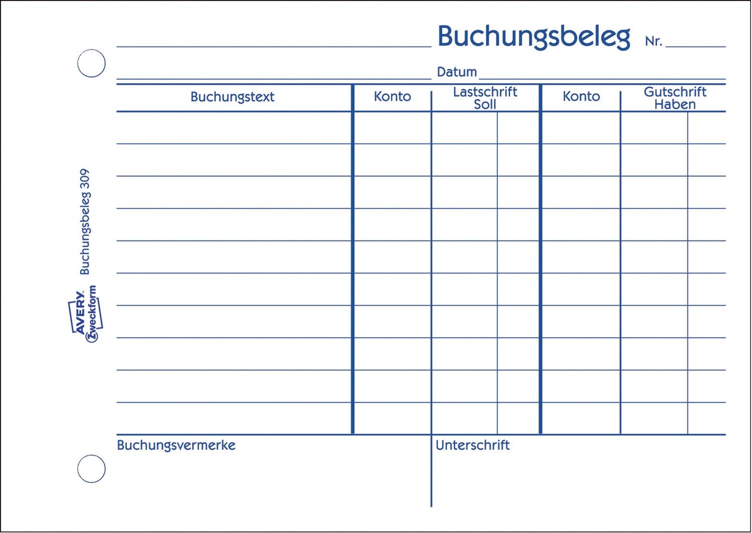 309 Buchungsbeleg, DIN A6 quer, mikroperforiert, 50 Blatt, weiß 309 Buchungsbeleg, DIN A6 quer, mikroperforiert, 50 Blatt, weiß
