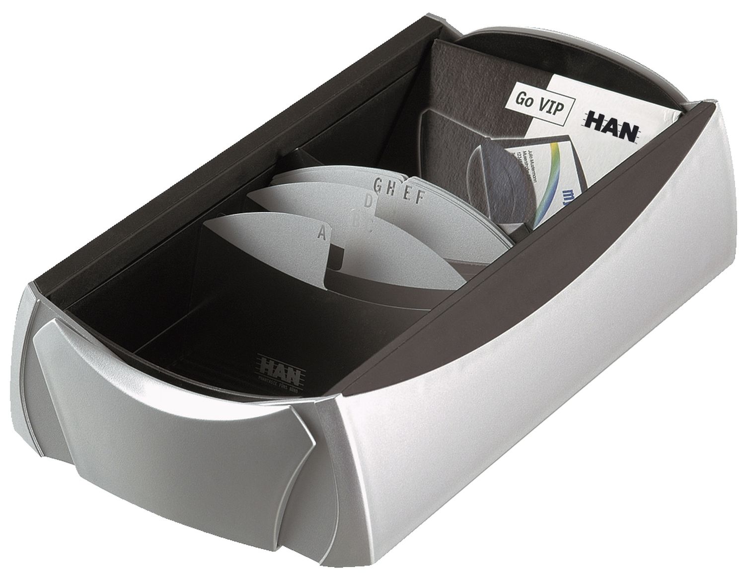 DELTA Silber Edition Visitenkartenbox VIP-Set - für 500 Visitenkarten, Box+Etui, silber-schwarz DELTA Silber Edition Visitenkartenbox VIP-Set - für 500 Visitenkarten, Box+Etui, silber-schwarz
