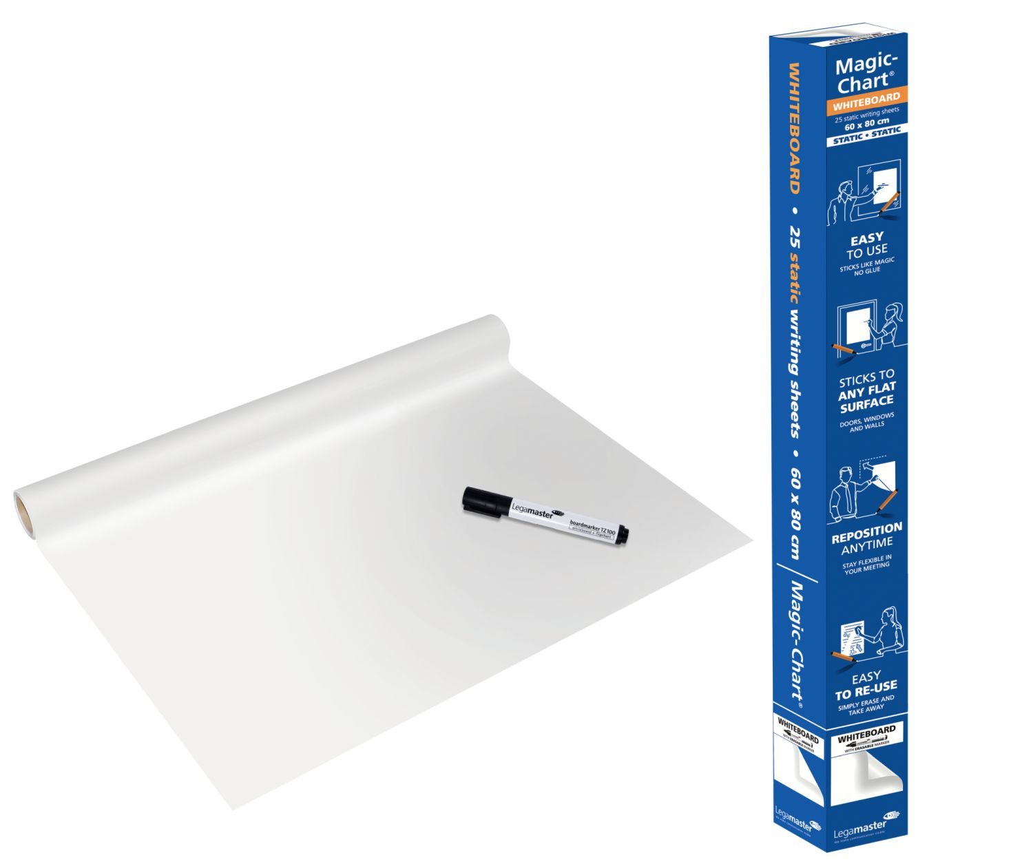 Schreibfolie Magic-Chart whiteboard - 60 x 80 cm, 25 Blatt, weiß, blanko Schreibfolie Magic-Chart whiteboard - 60 x 80 cm, 25 Blatt, weiß, blanko