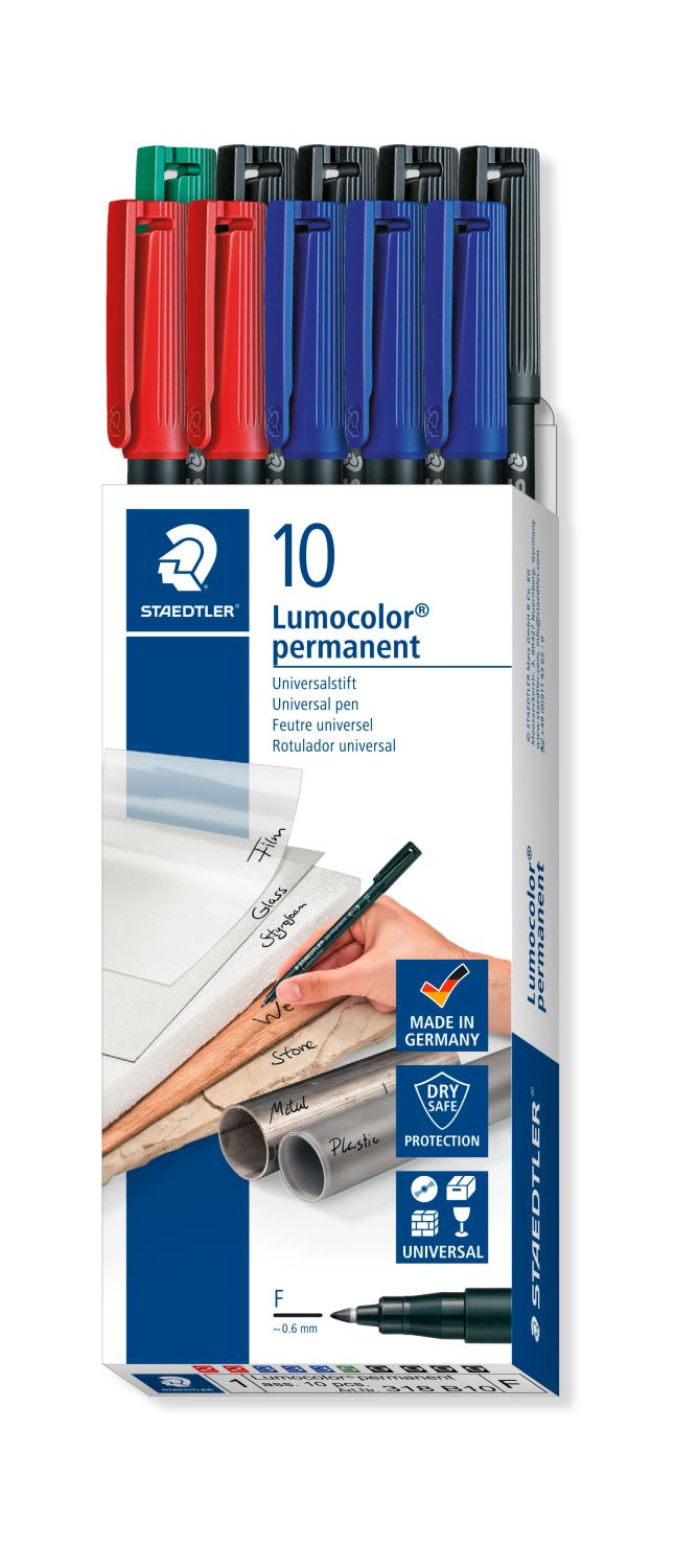 Feinschreiber Universalstift Lumocolor® - permanent, F, 10er Pack sortiert