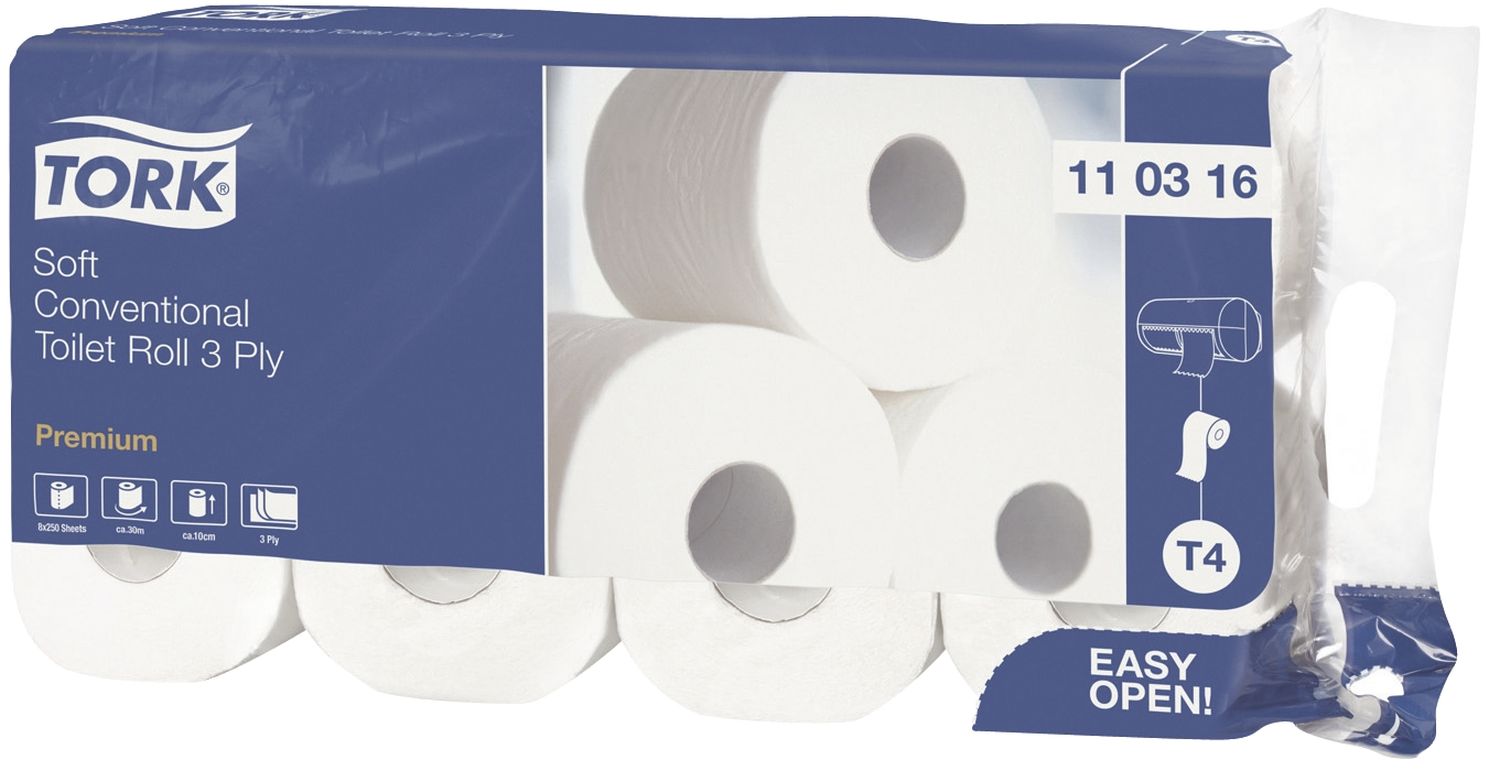 Premium Toilettenpapier - 3-lagig, extra weich, mit Dekorprägung, hochweiß, 8 Rollen