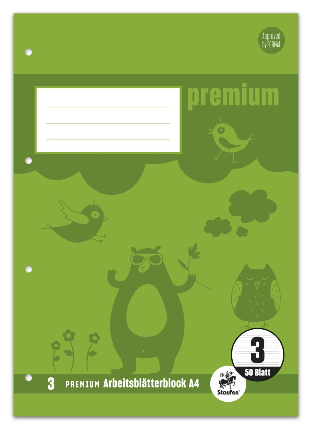 Arbeitsblätterblock PREMIUM LIN 3 - A4, 80 g/qm, 50 Blatt, beidseitig mit Rahmen Arbeitsblätterblock PREMIUM LIN 3 - A4, 80 g/qm, 50 Blatt, beidseitig mit Rahmen