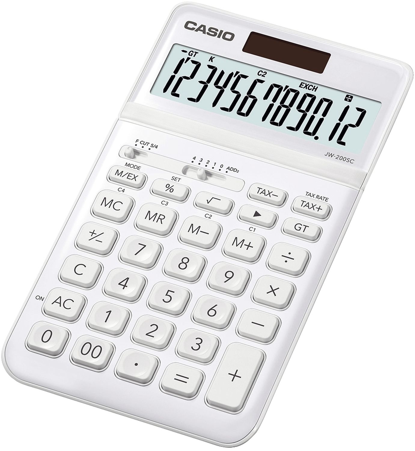 Tischrechner JW-200 - Solar-/Batteriebetrieb, 12stellig, LC-Display, weiß Tischrechner JW-200 - Solar-/Batteriebetrieb, 12stellig, LC-Display, weiß