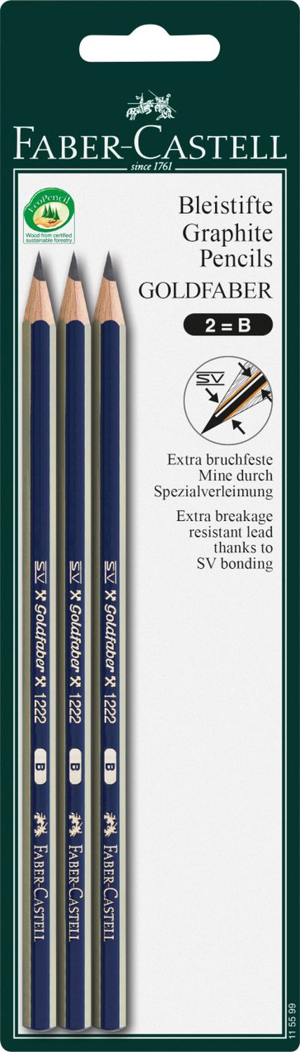 Bleistift DESSIN® - B, 3er Blisterkarte, blau-silber-gestreift Bleistift DESSIN® - B, 3er Blisterkarte, blau-silber-gestreift