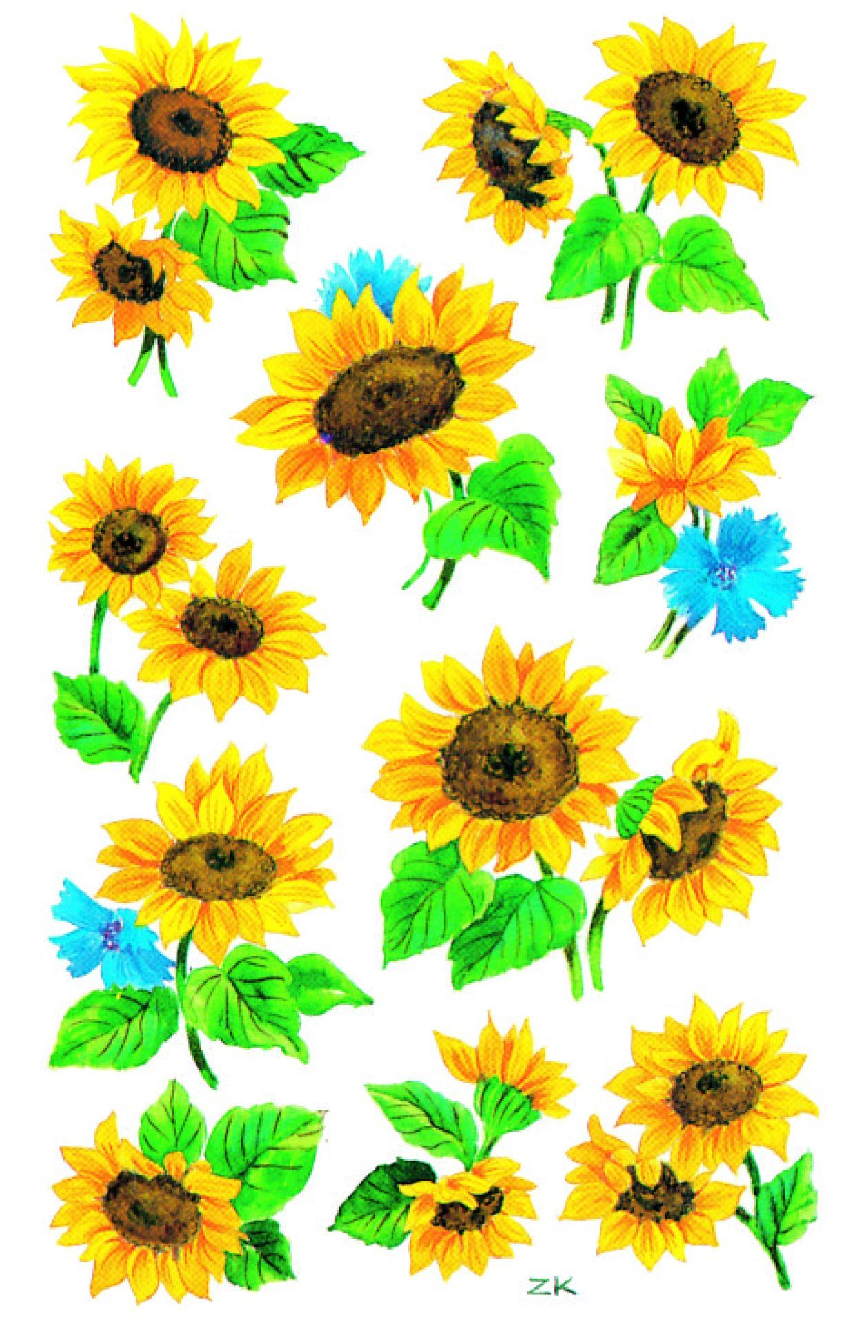 Z-Design 54103, Deko Sticker, Sonnenblumen, 3 Bogen/30 Sticker Z-Design 54103, Deko Sticker, Sonnenblumen, 3 Bogen/30 Sticker