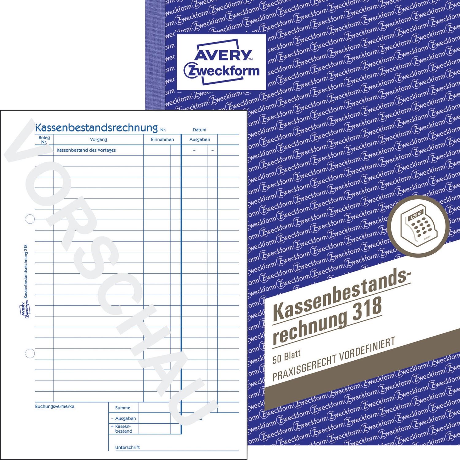 318 Kassenbestandsrechnung, DIN A5, vorgelocht, 50 Blatt, weiß 318 Kassenbestandsrechnung, DIN A5, vorgelocht, 50 Blatt, weiß