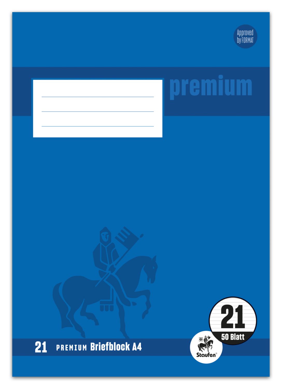 Briefblock PREMIUM LIN 21 - A4, 90 g/qm, 50 Blatt, liniert Briefblock PREMIUM LIN 21 - A4, 90 g/qm, 50 Blatt, liniert