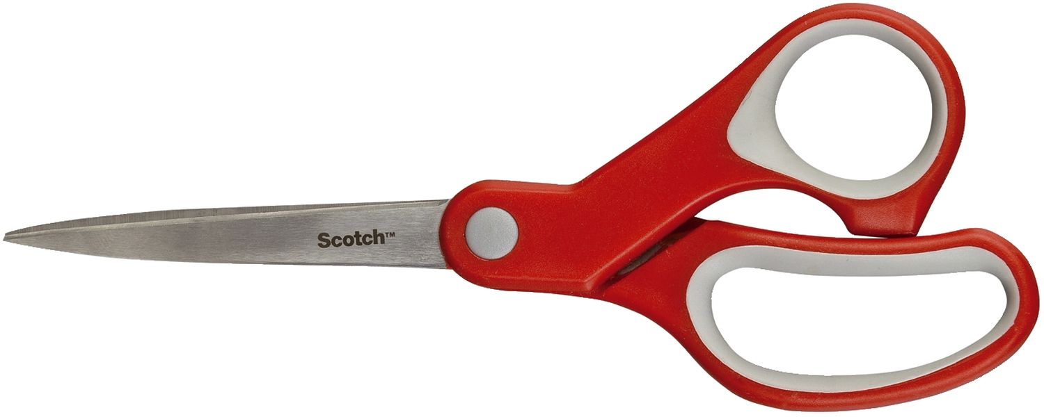 Komfortschere - 20 cm, asymmetrisch, rot/grau
