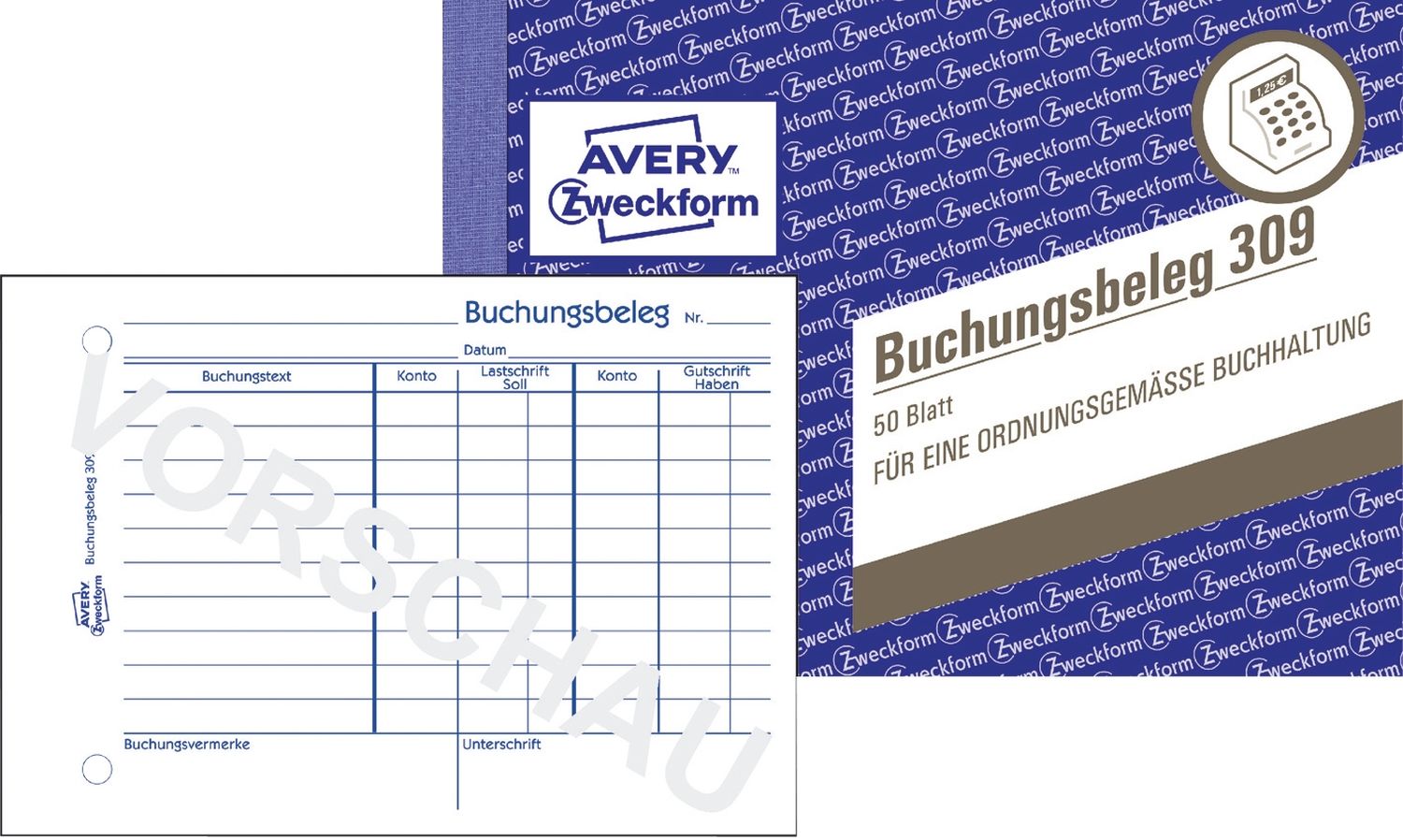 309 Buchungsbeleg, DIN A6 quer, mikroperforiert, 50 Blatt, weiß 309 Buchungsbeleg, DIN A6 quer, mikroperforiert, 50 Blatt, weiß