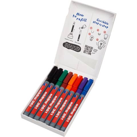 Whiteboardmarker Edding 361 (4-361-8-S2999), Rundspitze 1 mm, 8 Stück farbig sortiert