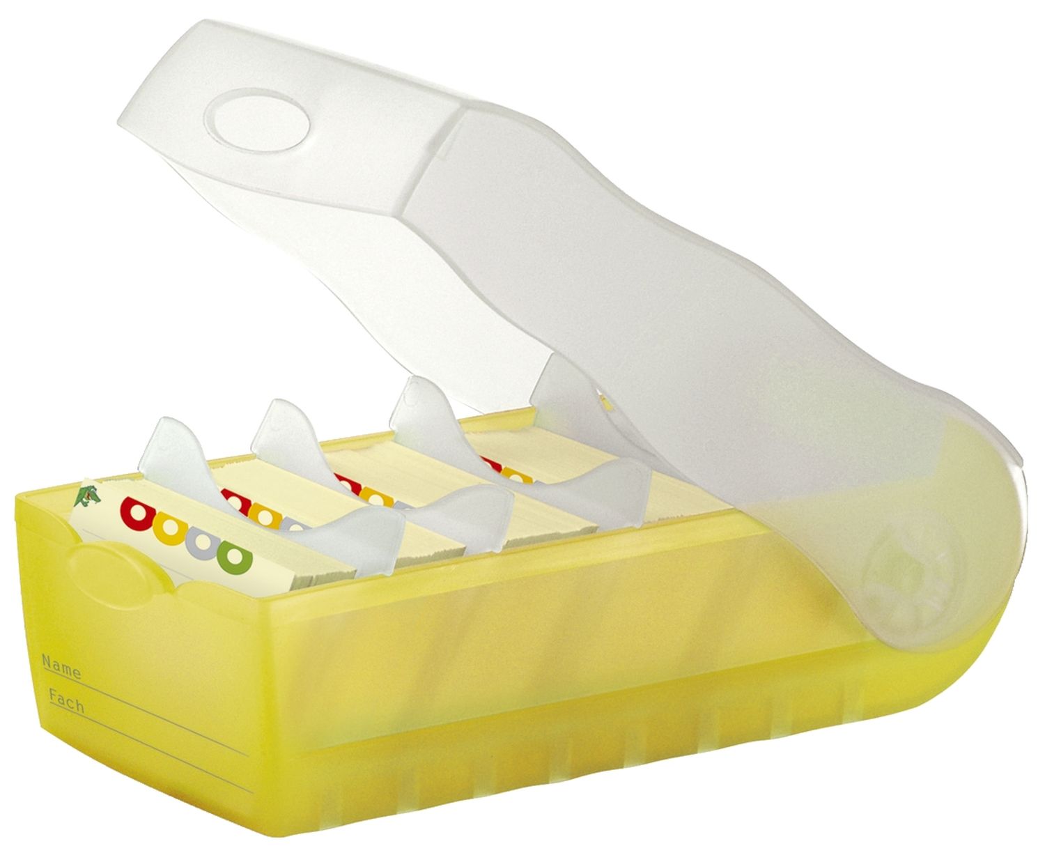 Karteibox CROCO - A7 quer, für 900 Karten, gelb-transluzent Karteibox CROCO - A7 quer, für 900 Karten, gelb-transluzent