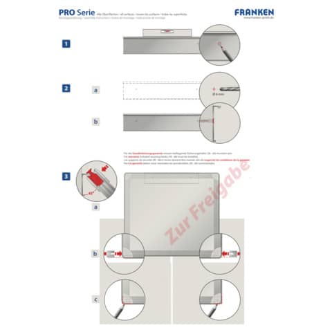 Whiteboard Franken PRO Emaille SC8209, 150 x 100 cm, emailliert, Alurahmen, senk- oder waagerechte Wandbefestigung