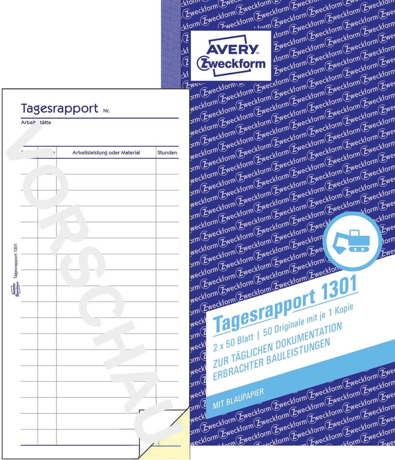 1301 Tagesrapport, 1. und 2. Blatt bedruckt, 105 x 200mm, 2 x 50 Blatt 1301 Tagesrapport, 1. und 2. Blatt bedruckt, 105 x 200mm, 2 x 50 Blatt