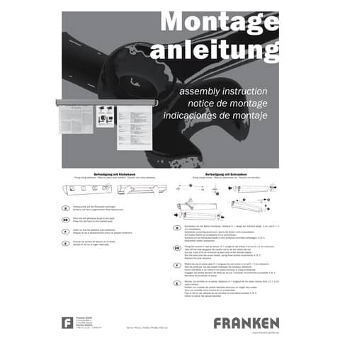 Papierklemmschiene Franknen PKS88, (L x H) 88 x 4 cm, Kunststoff, grau