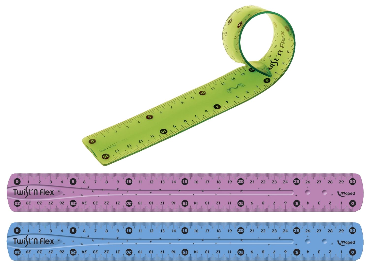 Lineal Twist'n Flex - 20 cm, sortiert, Kunststoff-Etui