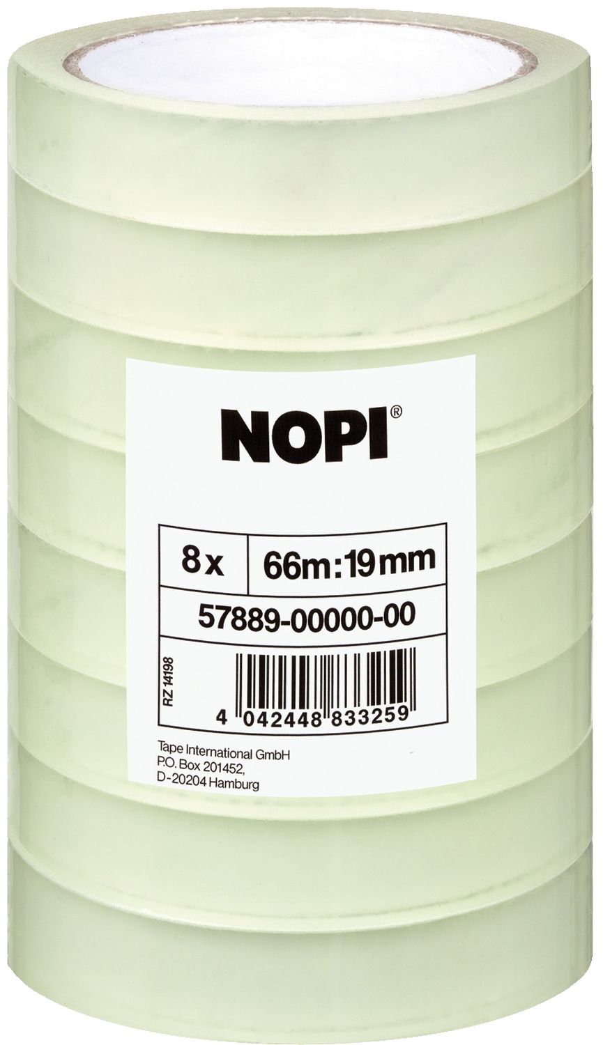 Klebefilm NOPI® transparent, PP, unsichtbar, Bandgröße (L x B): 66 m x 19 mm