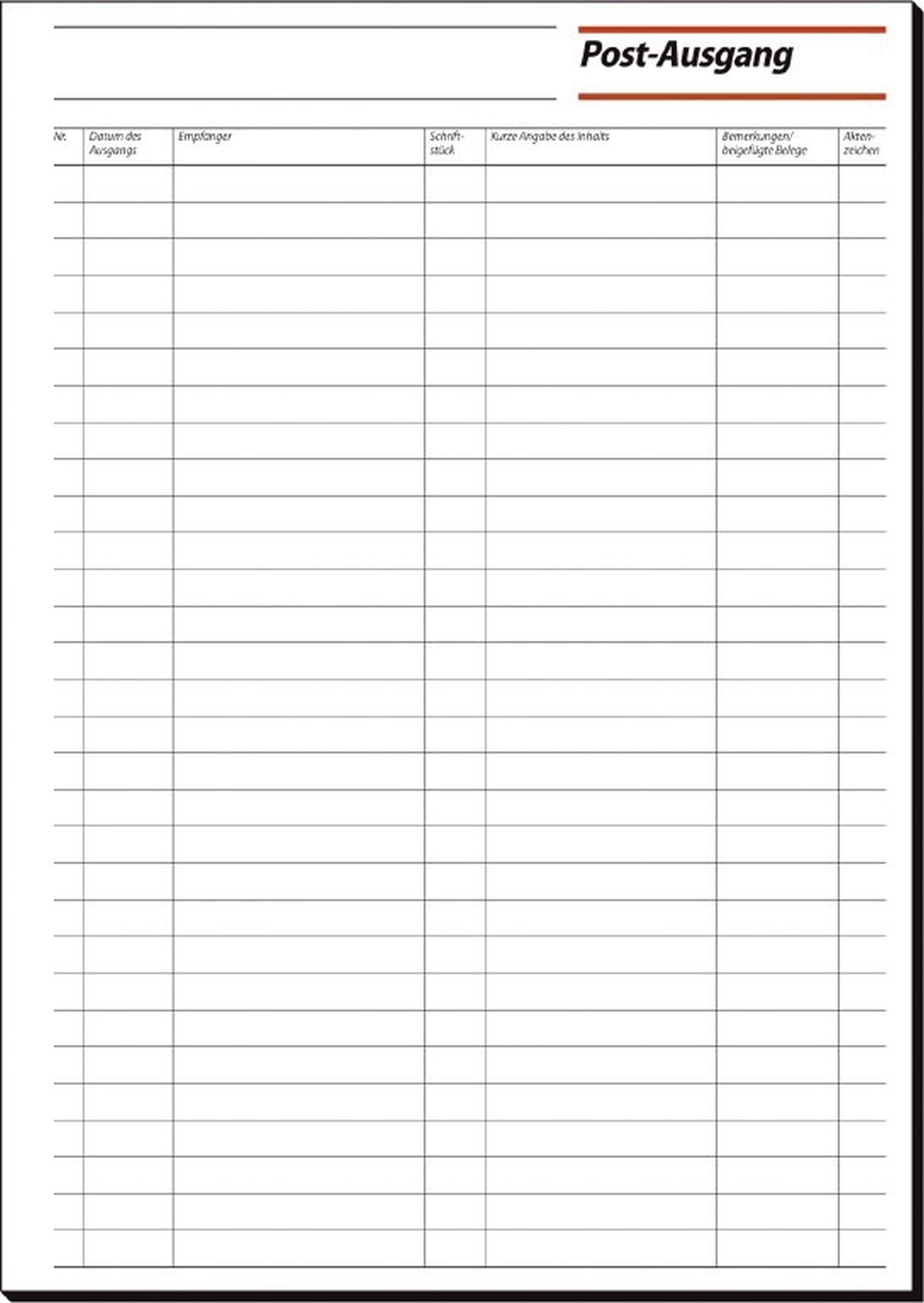 Post-Eingangs-/Ausgangsbuch - A4, beidseitig bedruckt, 50 Blatt Post-Eingangs-/Ausgangsbuch - A4, beidseitig bedruckt, 50 Blatt