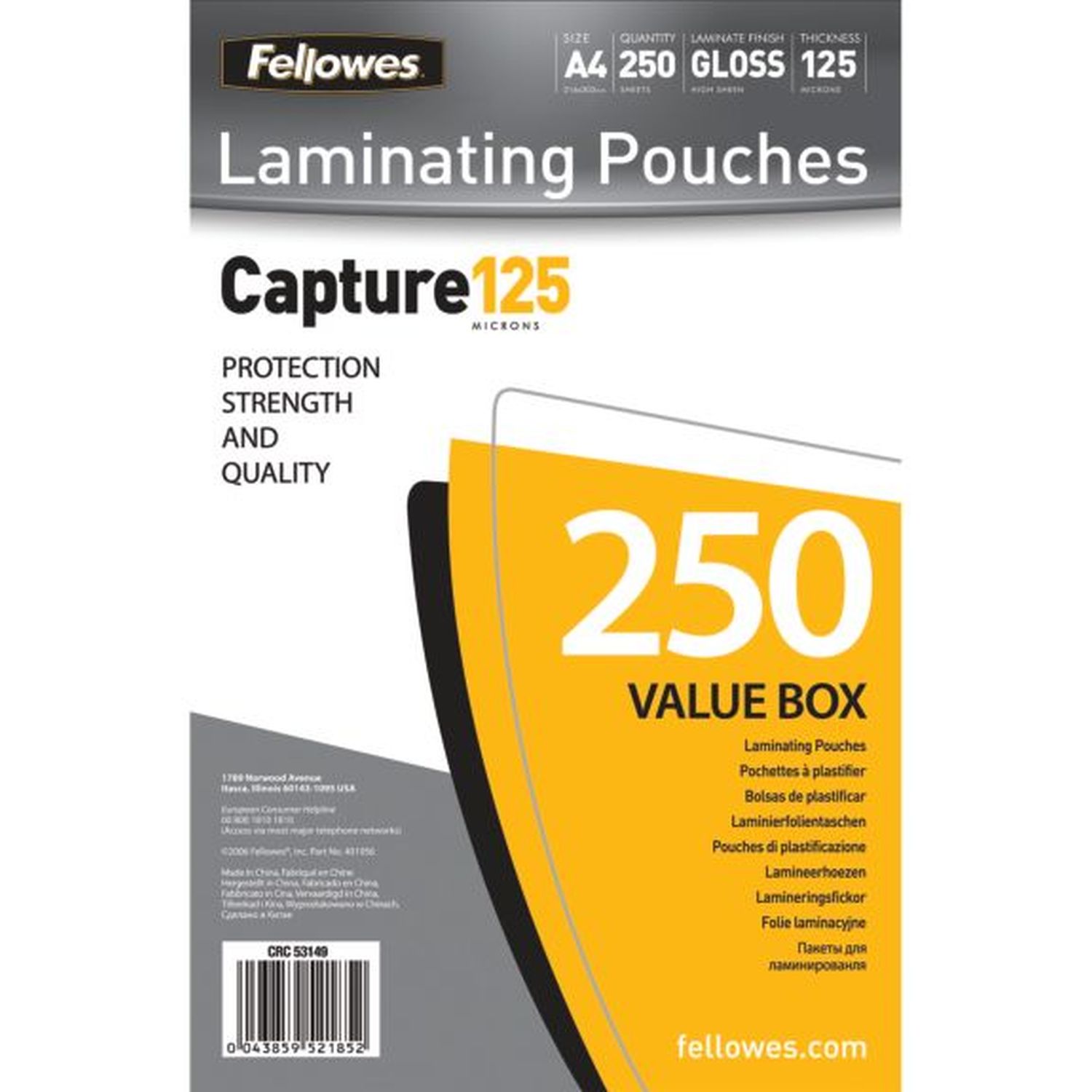 Laminierfolie Value Pack Capture - A4, glänzend, 125 mym, 250 Stück Laminierfolie Value Pack Capture - A4, glänzend, 125 mym, 250 Stück