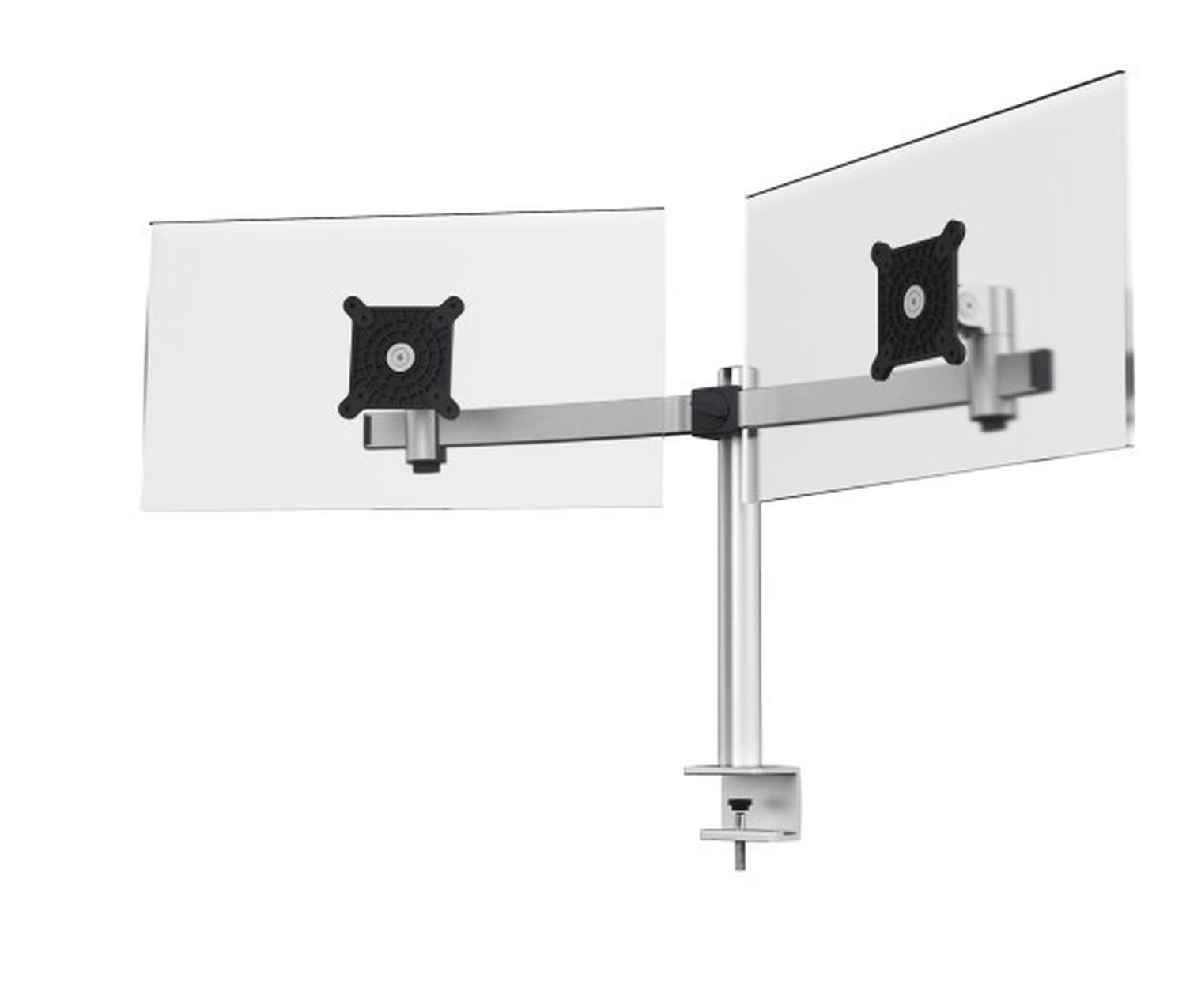 Monitorwandhalter mit Arm für 2 Monitore - silber, Tischklemme Monitorwandhalter mit Arm für 2 Monitore - silber, Tischklemme