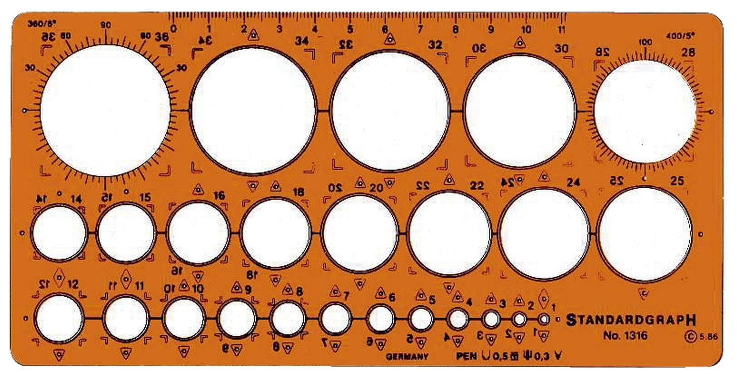 Kreisschablone Ø 1-36 mm (25 Kreise) Kreisschablone Ø 1-36 mm (25 Kreise)