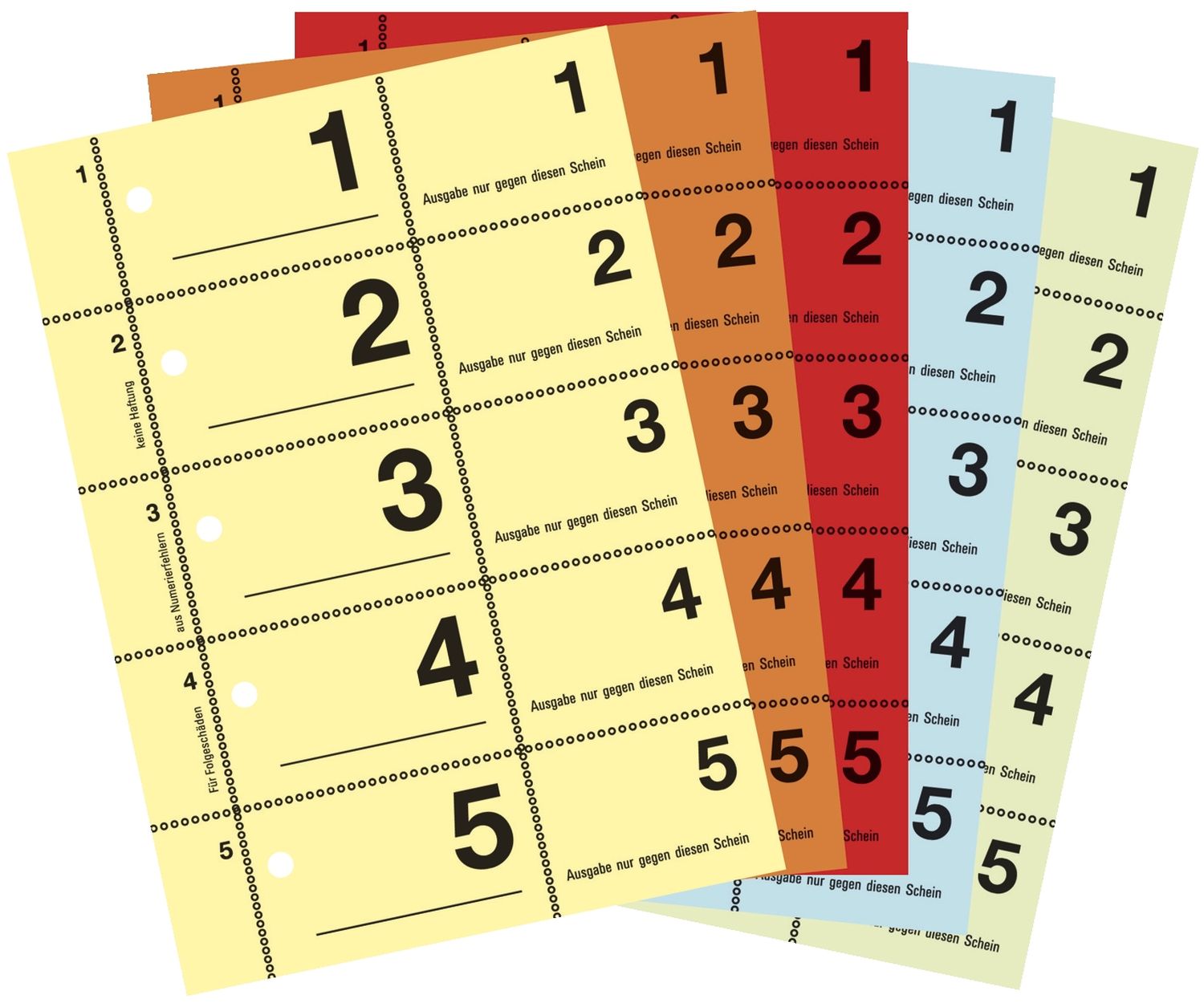 867 Garderobennummern, DIN A6, farbig sortiert, 100 Blatt / Block, gelb, orange, rot, blau, grün 867 Garderobennummern, DIN A6, farbig sortiert, 100 Blatt / Block, gelb, orange, rot, blau, grün