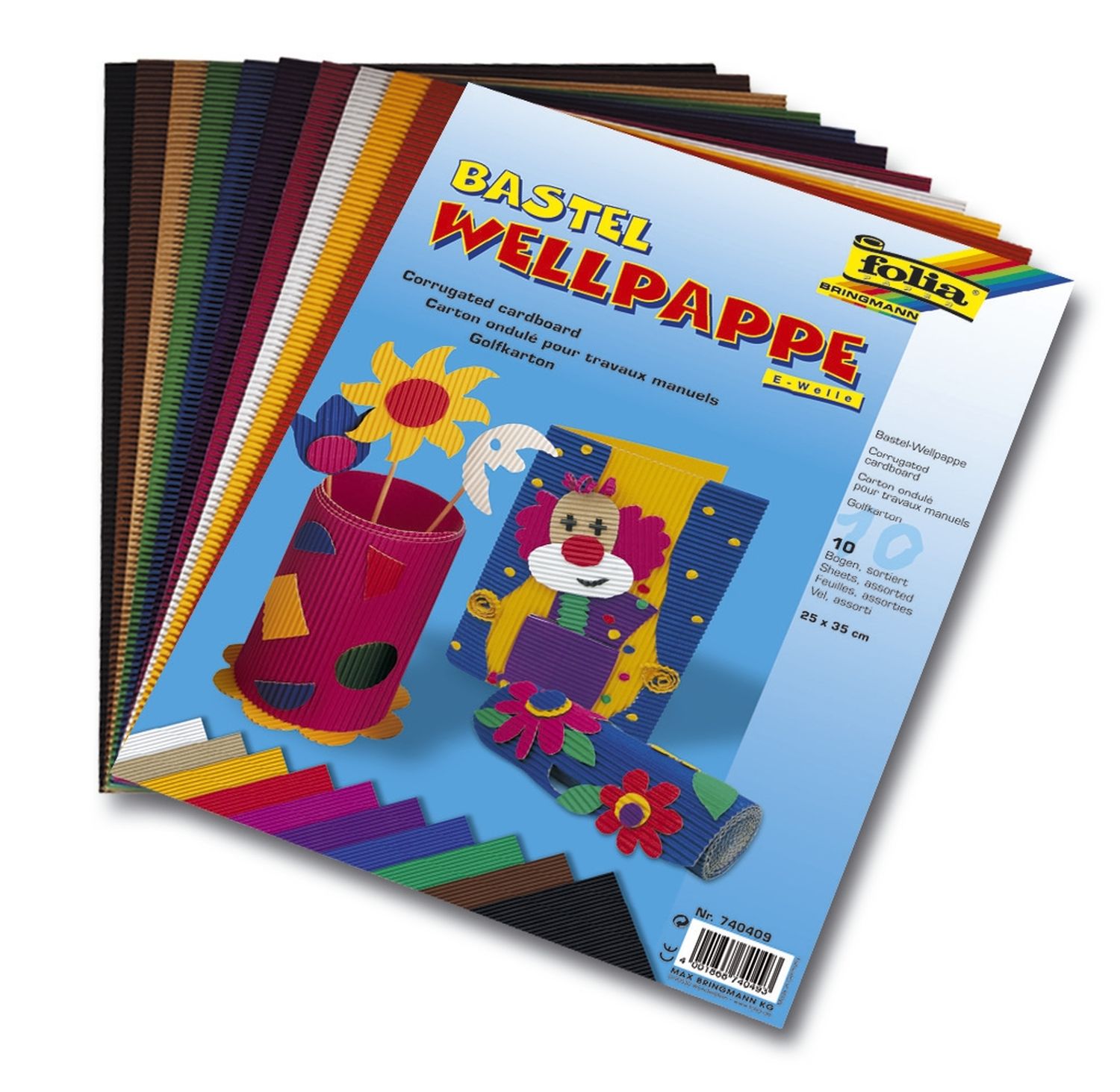 Bastelwellpappe E-Welle - 25 x 35 cm, sortiert Bastelwellpappe E-Welle - 25 x 35 cm, sortiert