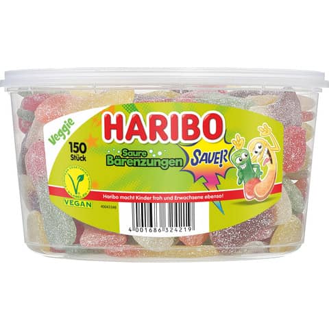Fruchtgummi Haribo Saure Bärenzungen 1264671001, 150 Stück, 1.350 g