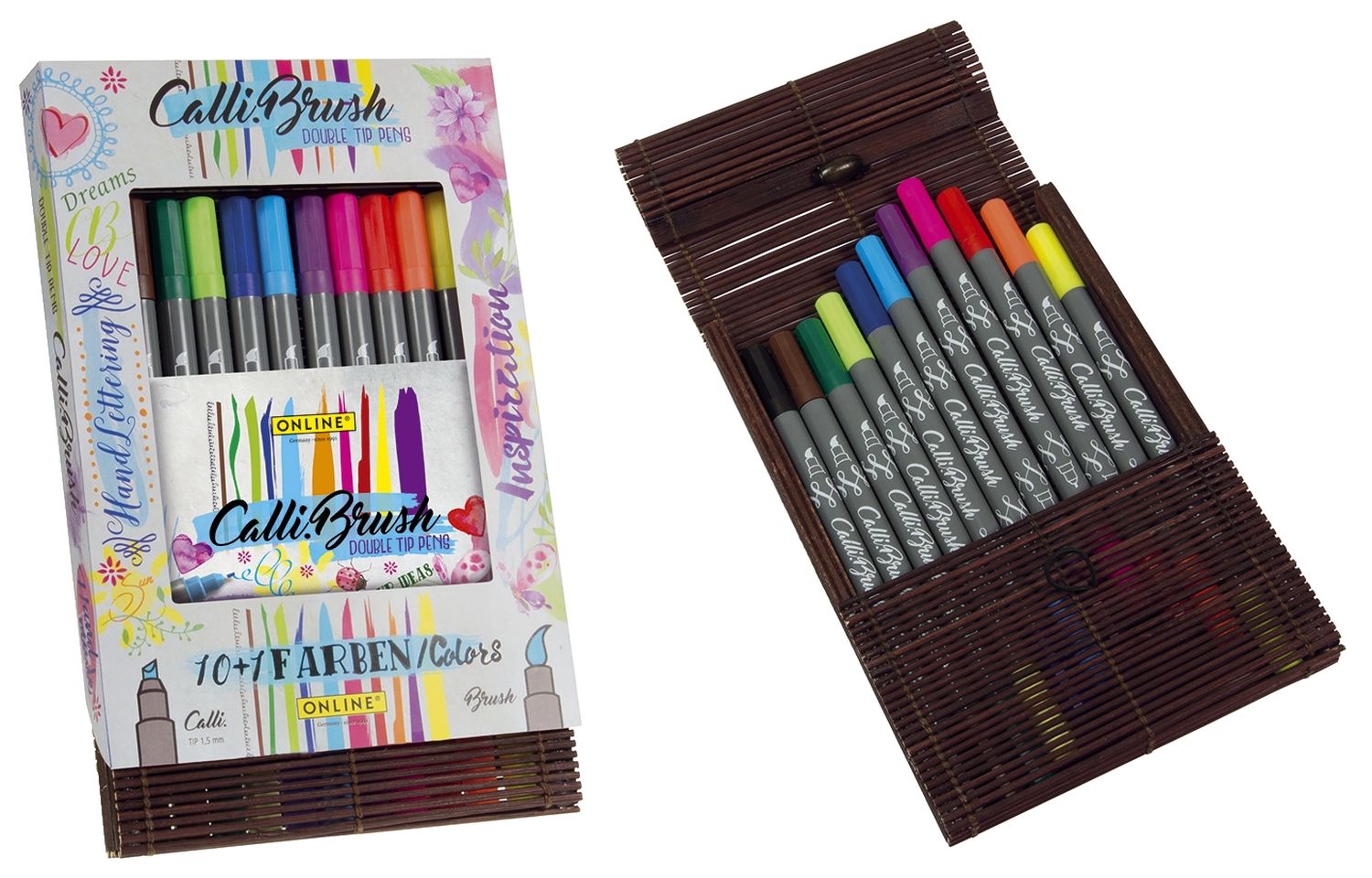 Faserschreiber Calli.Brush Pen - 11 Farben im Bambus Etui Faserschreiber Calli.Brush Pen - 11 Farben im Bambus Etui