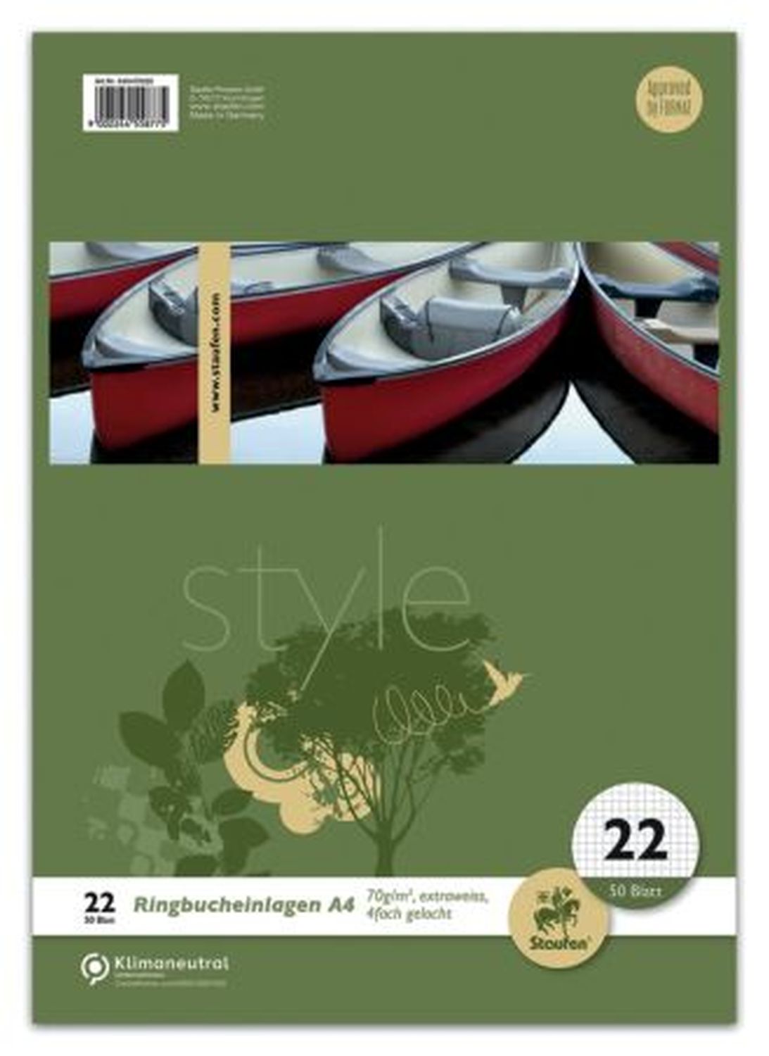 Ringbucheinlage - LIN22, A4, 50 Blatt, 70 g/qm, kariert Ringbucheinlage - LIN22, A4, 50 Blatt, 70 g/qm, kariert