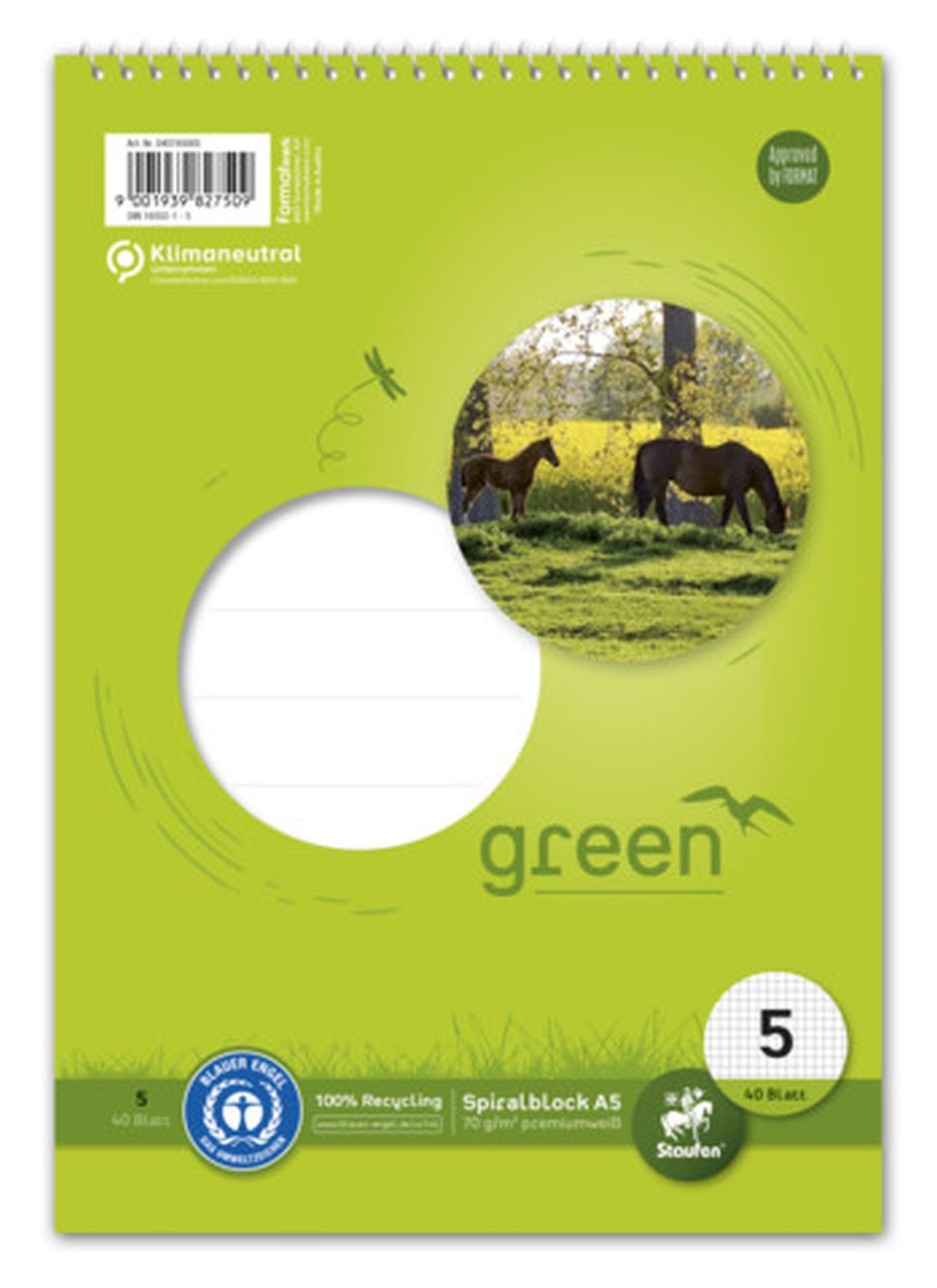 Spiralblock LIN5 A5 40 Blatt 70g/qm 5mm kariert Spiralblock LIN5 A5 40 Blatt 70g/qm 5mm kariert