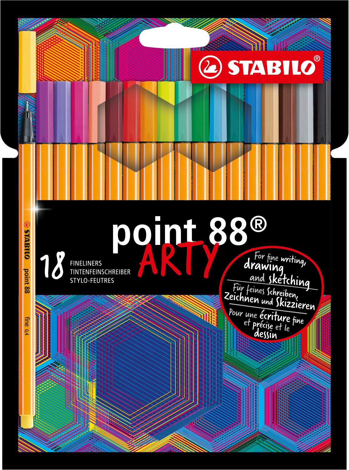 Fineliner - point 88 - ARTY - 18er Pack - mit 18 verschiedenen Farben