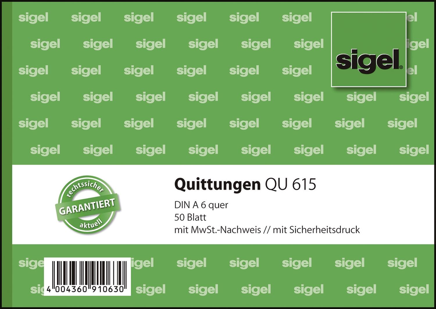 Quittungen mit Sicherheitsdruck - A6 quer, MP, 50 Blatt