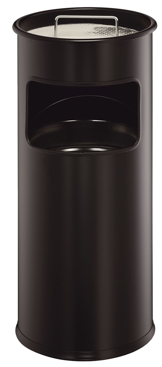 Papierkorb mit Ascher METALL - Ø260 x 620 mm, 17 l, schwarz Papierkorb mit Ascher METALL - Ø260 x 620 mm, 17 l, schwarz