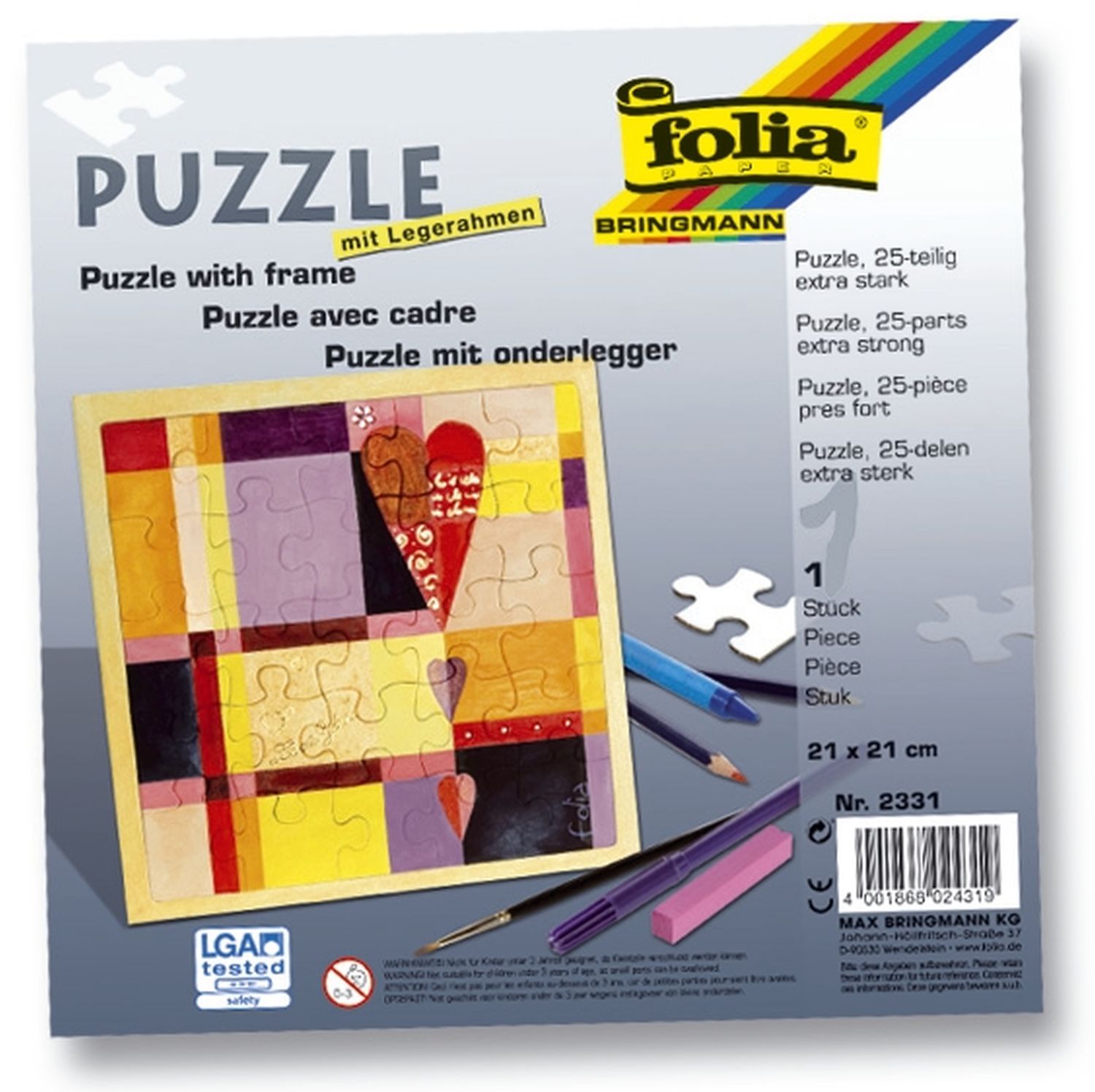 Puzzle - 25tlg., 21 x 21 cm, blanko, weiß Puzzle - 25tlg., 21 x 21 cm, blanko, weiß