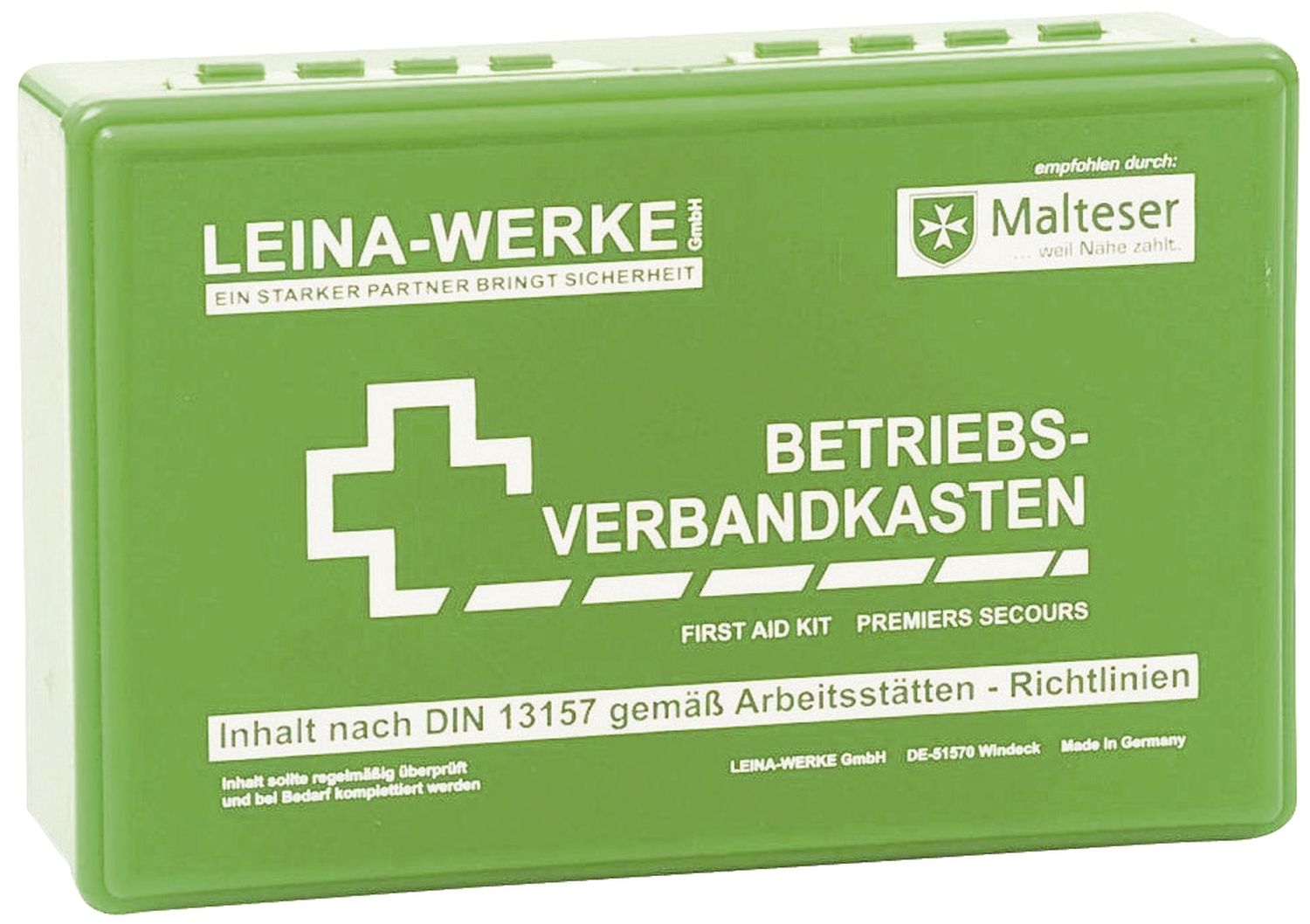Betriebsverbandkasten nach DIN 13157 klein Leina-Werke 20001, mit Wandhalterung, grün Betriebsverbandkasten nach DIN 13157 klein Leina-Werke 20001, mit Wandhalterung, grün