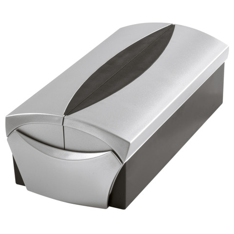 Visitenkartenbox HAN Delta Silber Edition 2755-77, mit Register für 500 Visitenkarten, silber-schwarz