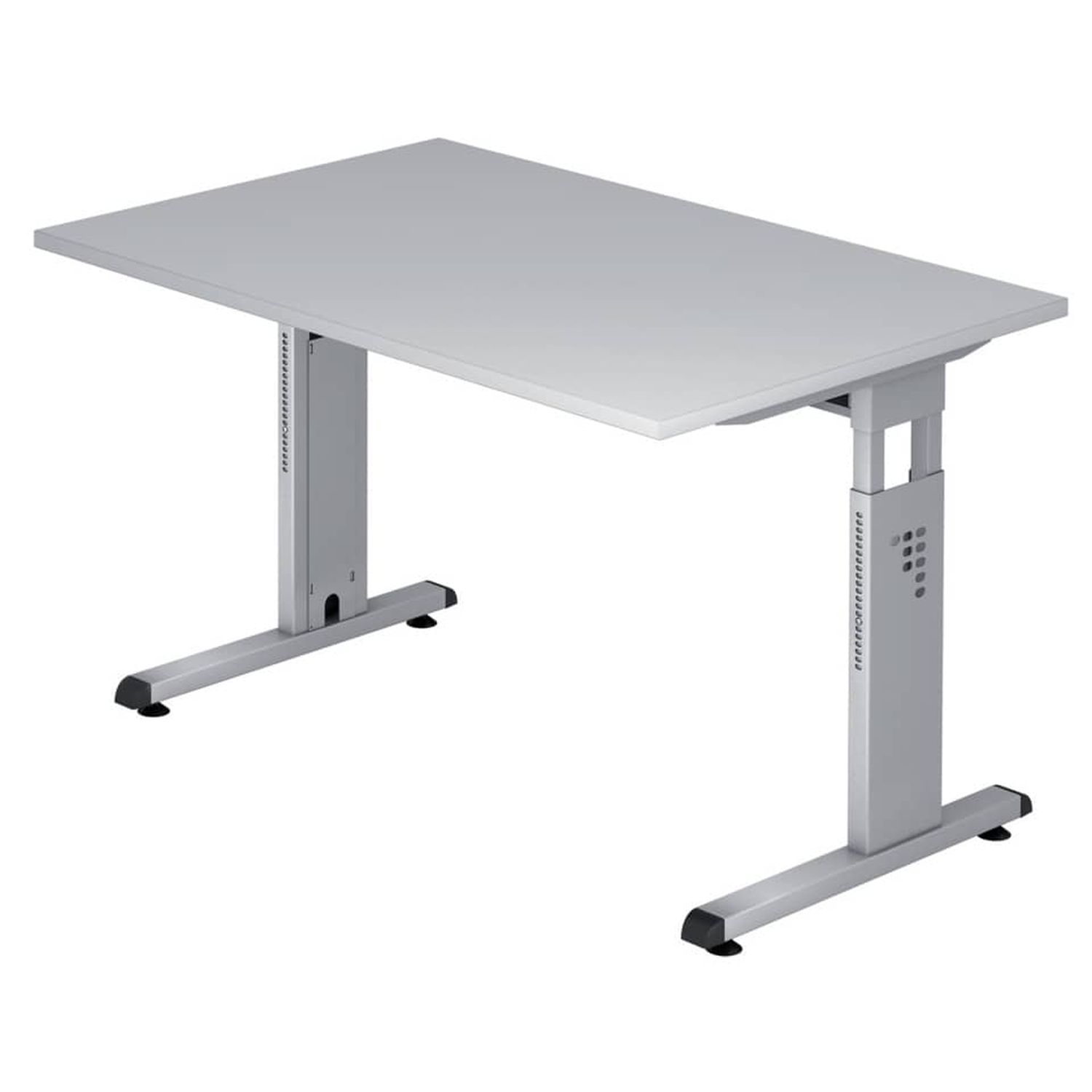 Schreibtisch C-Fuß - 120 x 65-85 x 80 cm, höhenverstellbar, Grau/Silber, mit Montageservice Schreibtisch C-Fuß - 120 x 65-85 x 80 cm, höhenverstellbar, Grau/Silber, mit Montageservice