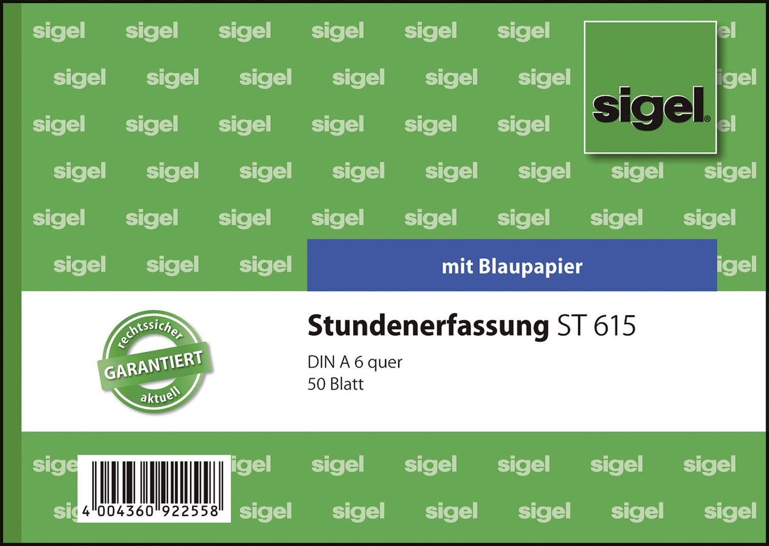 Stundenerfassung - A6 quer, MP, BL, 50 Blatt Stundenerfassung - A6 quer, MP, BL, 50 Blatt