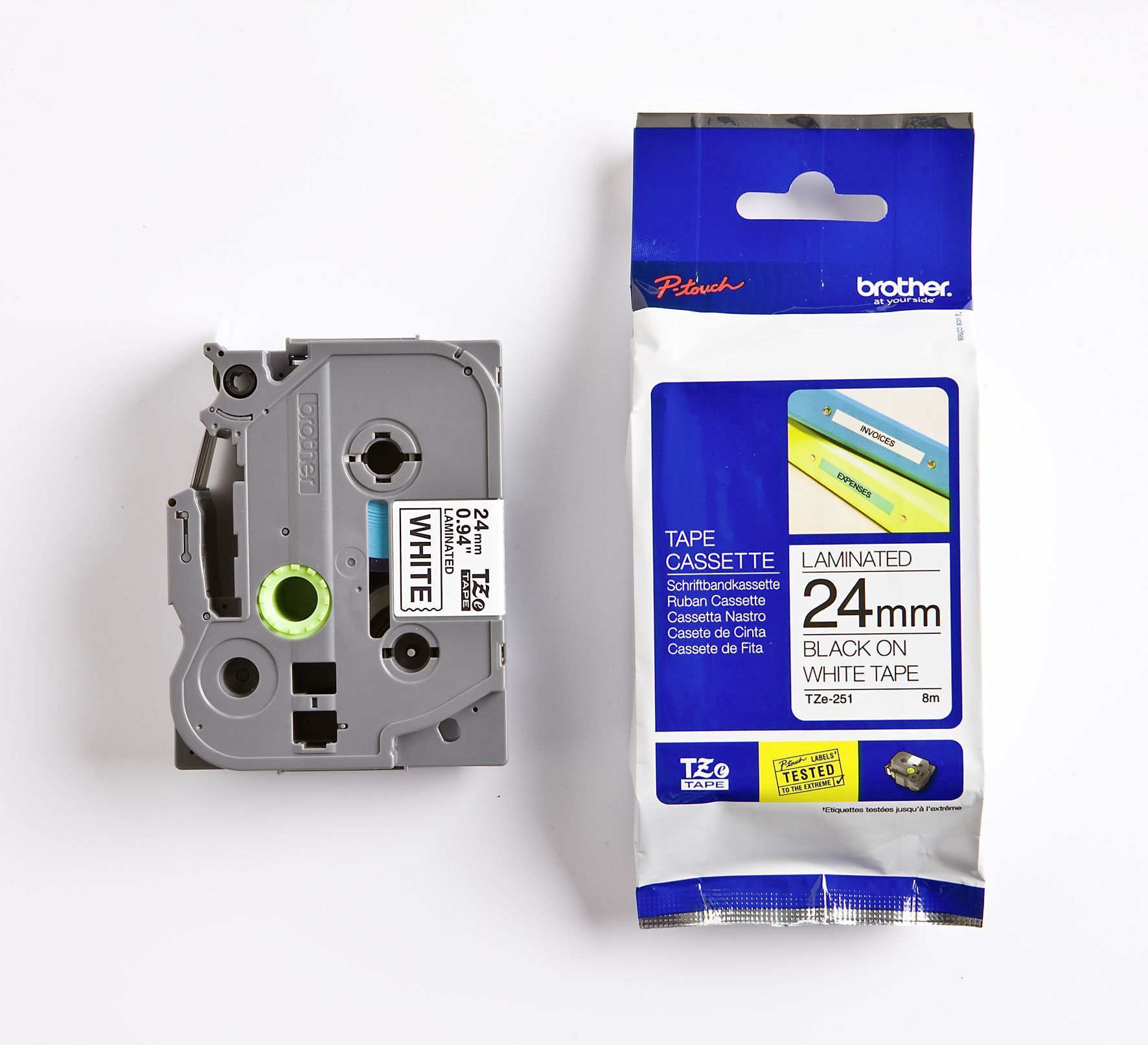 TZe-251 Schriftbandkassette - laminiert, 24 mm x 8 m, schwarz auf weiß TZe-251 Schriftbandkassette - laminiert, 24 mm x 8 m, schwarz auf weiß